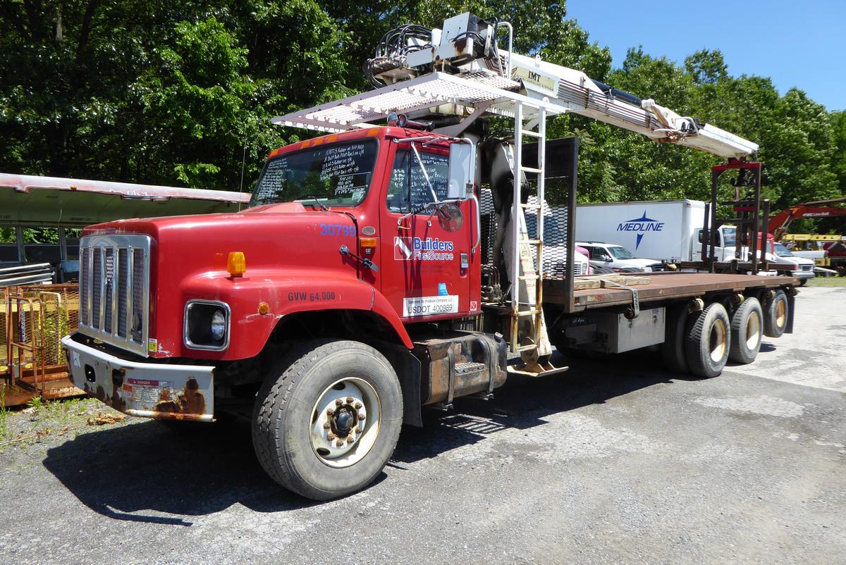 2003 International 2674 Tri Axle Flatbed Crane Truck for sale by Arthur